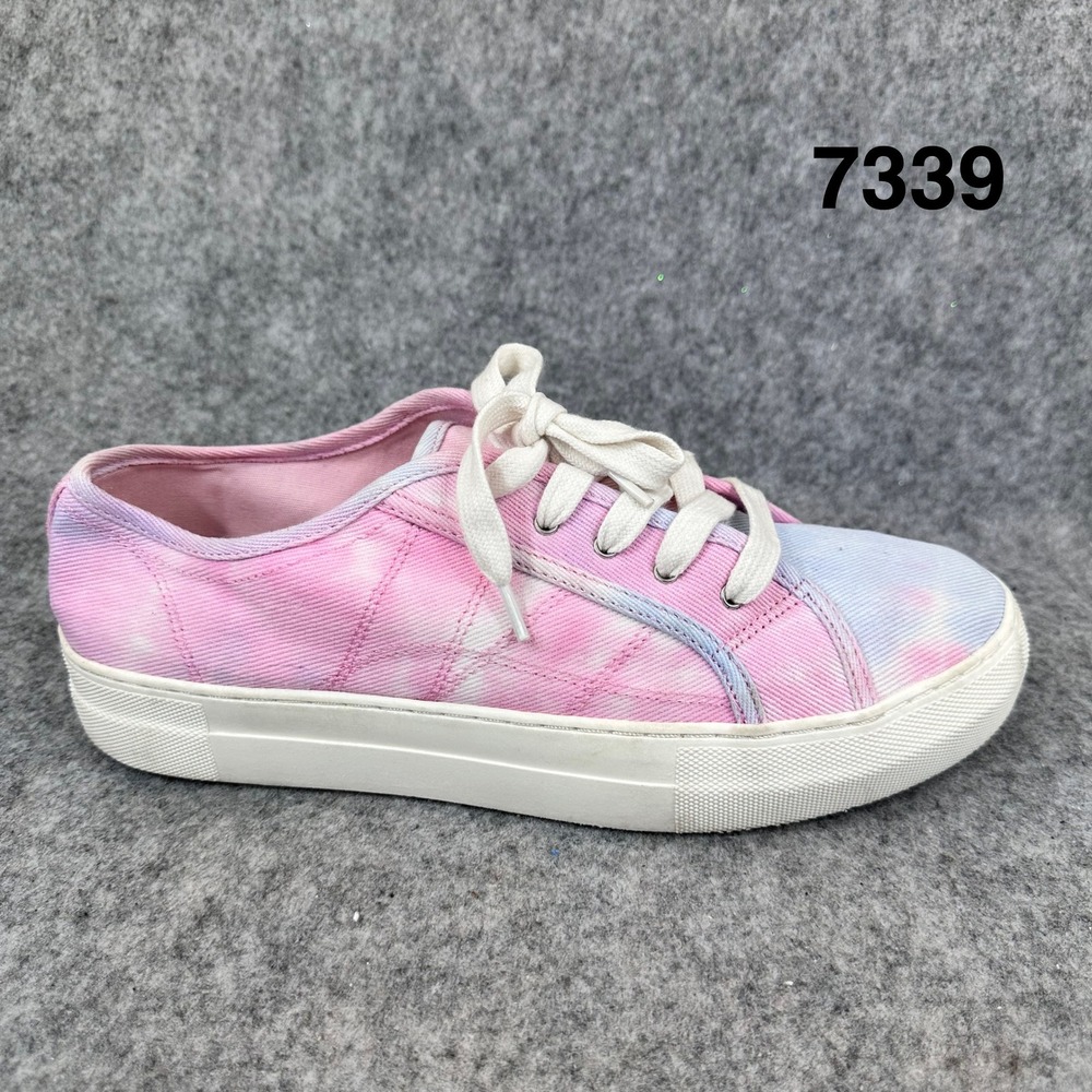 Madden Girl Womens Pink Blue Tie Dye Canvas Low Top Platform Sneakers Size 10